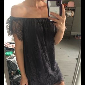 Dark Blue Flowy Lace Dress